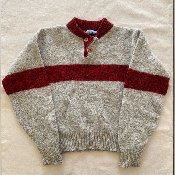 Fieldmaster Sweaters - Fieldmaster Ragg Wool Sweater with Red Stripe Vintage Outdoors Womens Large